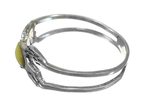 Yellow Mother Of Pearl Southwest Sterling Silver Horse Ring Size 6-1/4 YX92395